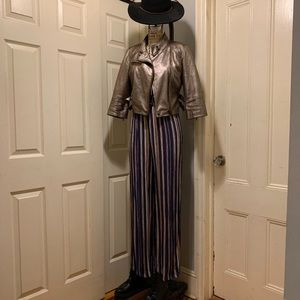 Metallic Faux Leather Biker Jacket